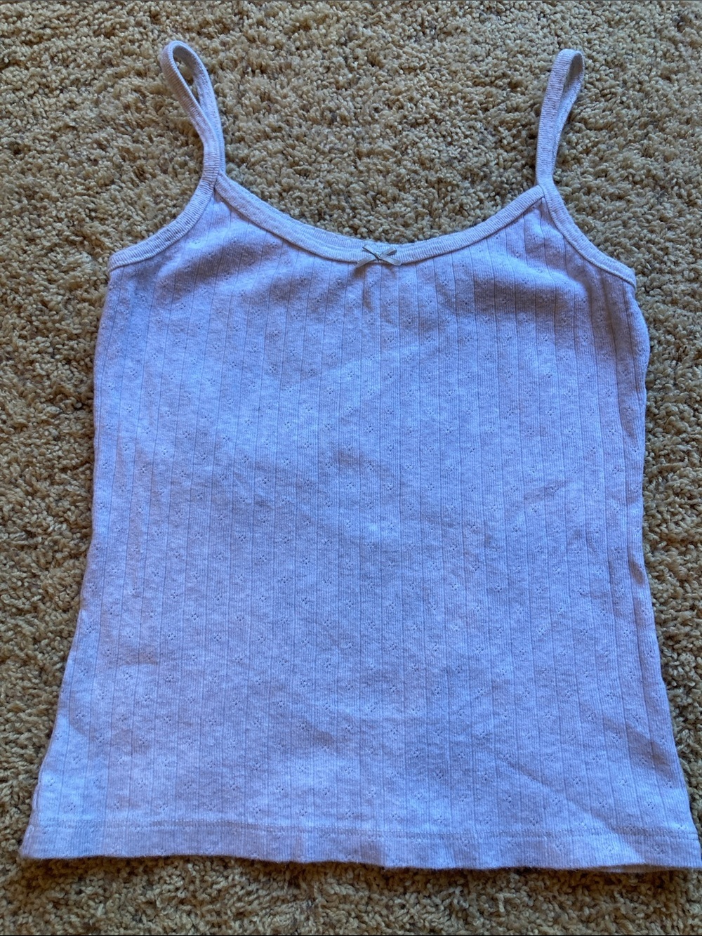 Brandy Melville Lilac Ribbed Tank Top with Tiny Bow Detail Made in Italy